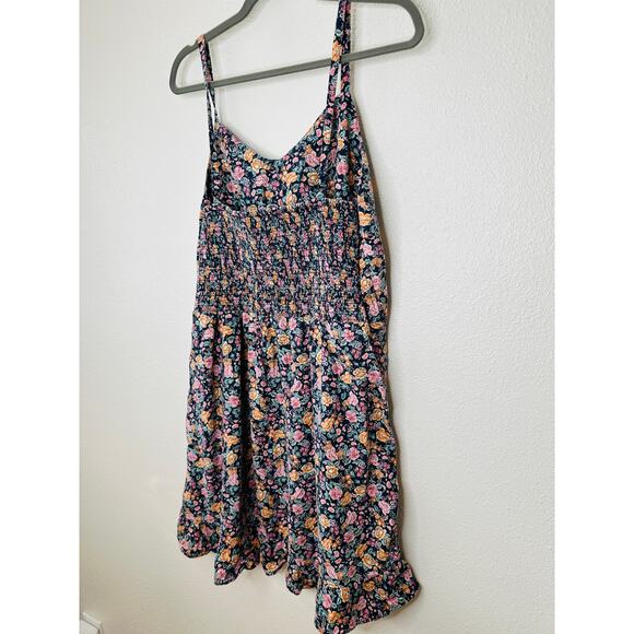Old Navy Blue Multi Color Floral V-Neck Smocked Back Summer Dress XL - Picture 7 of 13